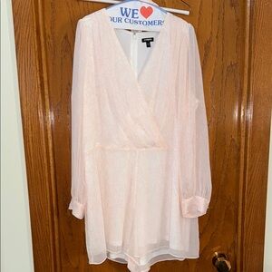 Express Light Pink Sheer Long Sleeve Romper